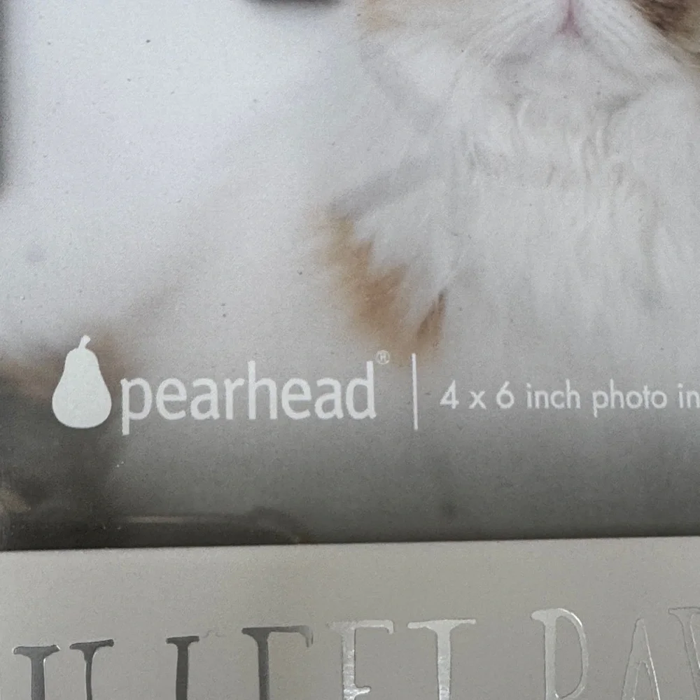 Pearhead Cream White Pet Photo Frame with silver Heartfelt Message